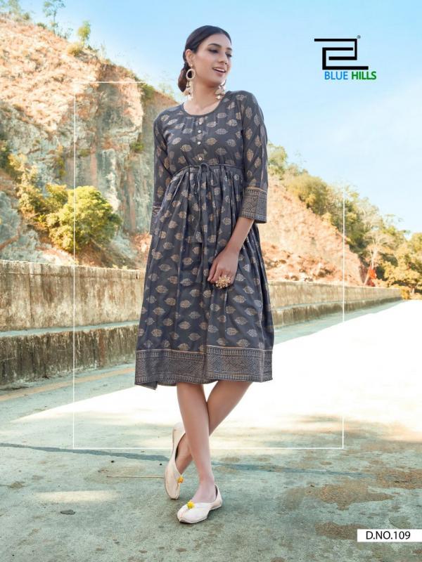 Blue Hills Payal 1-Rayon-With-Gold-Print-Kurti